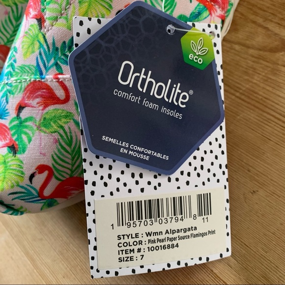 TOMS SZ 7 New Paper Source Alpargata Shoes Flamingo Tropical - Picture 9 of 12